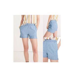 Madewell Chambray Blue 100% Cotton Pull On Shorts  Edwina Wash size XS